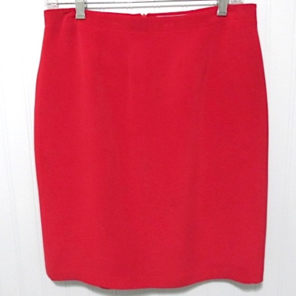Chaus Red Silk Pencil Skirt, Size 12P